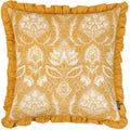 Ochre - Front - Paoletti Kirkton Pleated Floral Cushion Cover