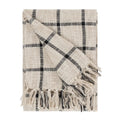 Natural-Black - Front - Yard Beni Checked Fringed Throw