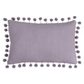 Lilac - Back - Furn Dora Pom Pom Velvet Rectangular Cushion Cover