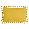 Ochre - Back - Furn Dora Pom Pom Velvet Rectangular Cushion Cover