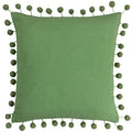 Leaf Green - Back - Furn Dora Pom Pom Velvet Square Cushion Cover
