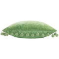 Leaf Green - Side - Furn Dora Pom Pom Velvet Square Cushion Cover