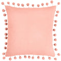 Pale Pink - Back - Furn Dora Pom Pom Velvet Square Cushion Cover