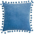 Sky Blue - Front - Furn Dora Pom Pom Velvet Square Cushion Cover