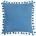 Sky Blue - Back - Furn Dora Pom Pom Velvet Square Cushion Cover