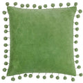 Leaf Green - Front - Furn Dora Pom Pom Velvet Square Cushion Cover