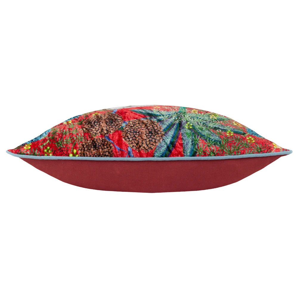 Multicoloured - Side - Wylder Mariella Velvet Piped Cushion Cover