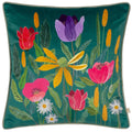 Teal - Front - Wylder House Of Bloom Celandine Piped Cushion Cover