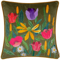 Olive - Front - Wylder House Of Bloom Celandine Piped Cushion Cover