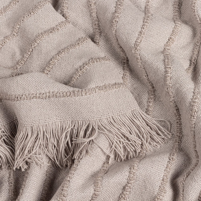 Greige - Back - Furn Hazie Woven Linear Fringe Throw
