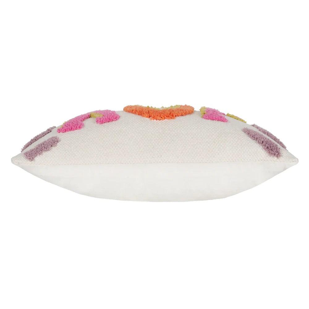 White-Multicoloured - Side - Heya Home Joy Tufted Cushion Cover