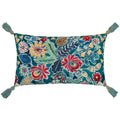 Multicoloured-Teal - Front - Wylder Adeline Tassel Floral Cushion Cover