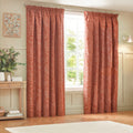 Brick - Front - Wylder Nature Grantley Jacquard Pencil Pleat Curtains