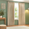 Natural - Front - Wylder Nature Grantley Jacquard Pencil Pleat Curtains