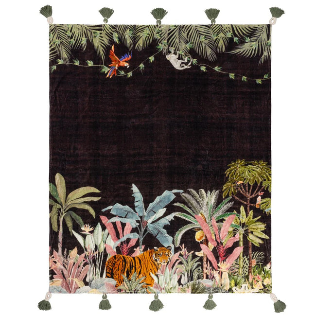 Noir - Front - Wylder Midnight Velvet Jungle Tassel Throw