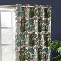 Green - Back - Wylder Woodlands Jacquard Floral Eyelet Curtains
