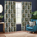 Green - Close up - Wylder Woodlands Jacquard Floral Eyelet Curtains