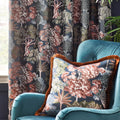 Navy - Side - Wylder Woodlands Jacquard Floral Eyelet Curtains