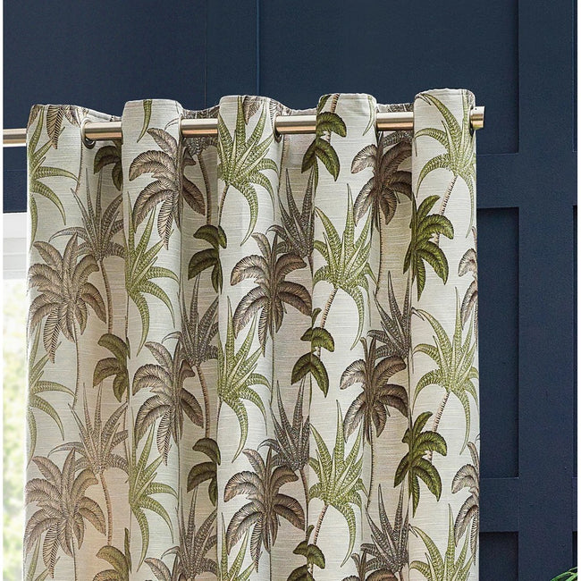 Green - Back - Wylder Galapagos Jacquard Eyelet Curtains