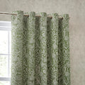 Olive - Side - Wylder Bali Jacquard Botanical Eyelet Curtains