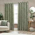 Olive - Pack Shot - Wylder Bali Jacquard Botanical Eyelet Curtains