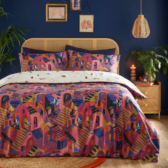 Magenta - Front - Furn Eivissa Abstract Duvet Cover Set