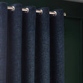 Navy - Back - Paoletti New Galaxy Chenille Eyelet Curtains