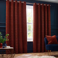 Copper - Front - Paoletti New Galaxy Chenille Eyelet Curtains