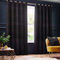 Black - Front - Paoletti New Galaxy Chenille Eyelet Curtains