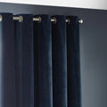 Navy - Back - Yard Chenille Velvet Eyelet Curtains