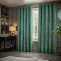 Emerald - Front - Paoletti Gatsby Jacquard Eyelet Curtains