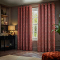 Terracotta - Front - Paoletti Gatsby Jacquard Eyelet Curtains