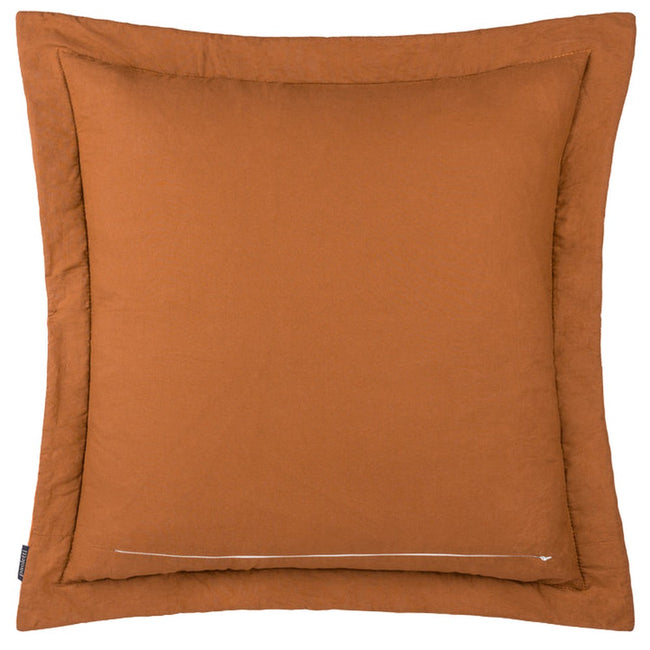 Rust - Back - Paoletti Palmeria Velvet Quilted Cushion Cover