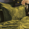 Moss - Back - Paoletti Palmeria Velvet Quilted Duvet Cover Set