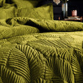 Moss - Side - Paoletti Palmeria Velvet Quilted Duvet Cover Set