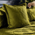 Moss - Lifestyle - Paoletti Palmeria Velvet Quilted Duvet Cover Set