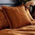 Rust - Lifestyle - Paoletti Palmeria Velvet Quilted Duvet Cover Set
