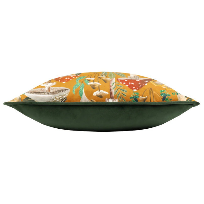 Multicoloured - Side - Wylder Wild Garden Piped Velvet Mushroom Cushion Cover