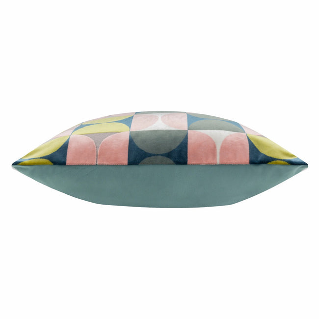 Pink-Avocado Green - Side - Paoletti Bardot Cut Velvet Cushion Cover