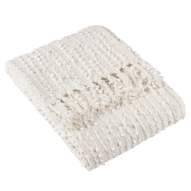 Natural - Front - Hoem Arvo Bouclé Fringe Throw