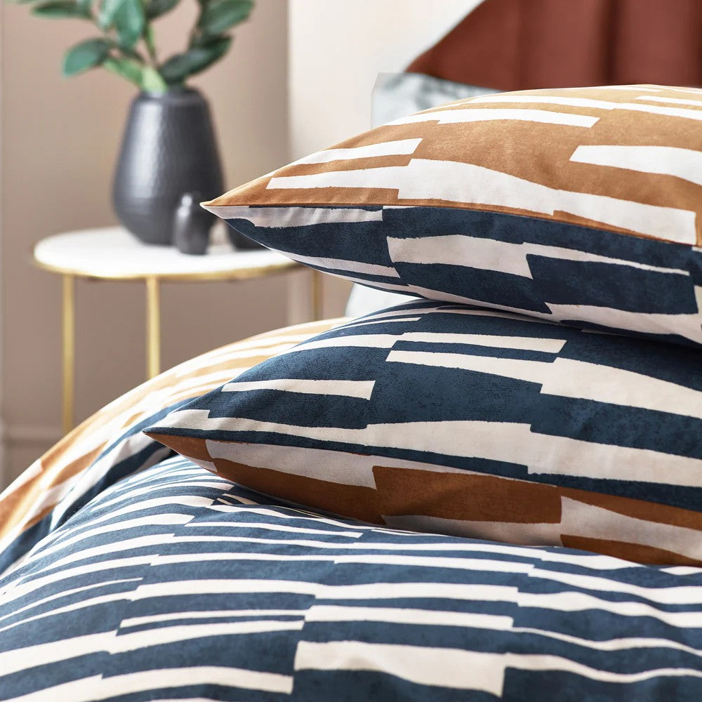 Dusk-Bronze - Side - Hoem Piper Reversible Cotton Abstract Duvet Cover Set