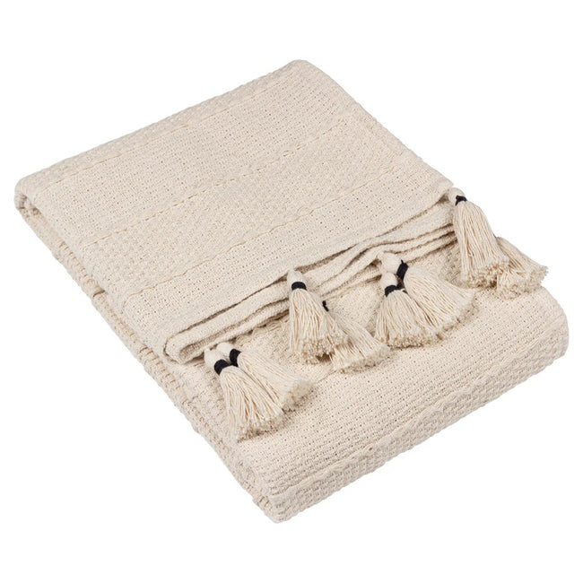Natural - Front - Yard Caliche Woven Tassel Throw