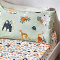 Multicoloured-Green - Front - Little Furn Wildlife Animal Print Fitted Sheet