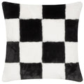 Black - Front - Heya Home Cozee Faux Fur Checked Cushion Cover