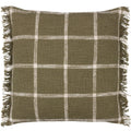 Moss-Natural - Front - Yard Beni Fringed Checked Cushion Cover