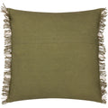 Moss-Natural - Back - Yard Beni Fringed Checked Cushion Cover
