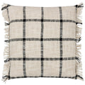 Natural-Black - Front - Yard Beni Fringed Checked Cushion Cover