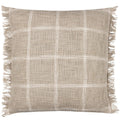 Stone-Natural - Front - Yard Beni Fringed Checked Cushion Cover