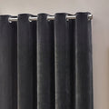 Charcoal - Side - Yard Chenille Velvet Eyelet Curtains