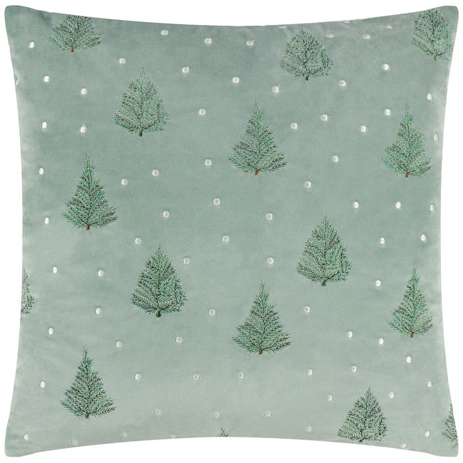 Green - Front - Furn Evergreen Classic Tree Embroidered Cushion Cover